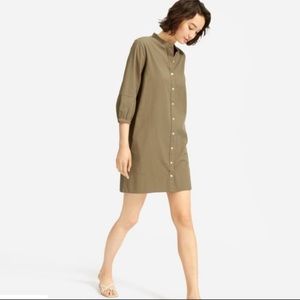 Everlane Cotton Weave Collarless Shirt Dress 0